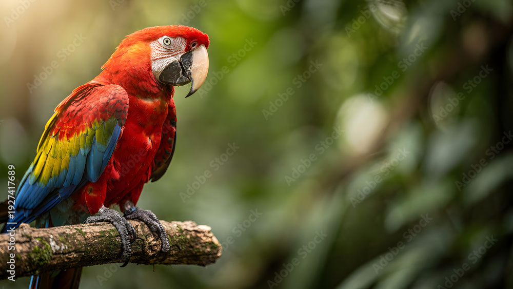 Fototapeta premium Macaw Bird Close-Up on Branch