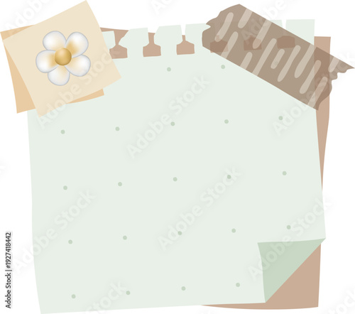 A floral decorative frame with a blank space for text adorned with flowers and patterned washi tape accents