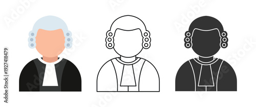 judge wearing a traditional wig icon