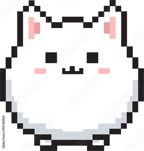 Cute chubby pixel art bunny character, front view, soft pastel colors, simple 8-bit style, clean transparent background, centered composition, minimal shading.