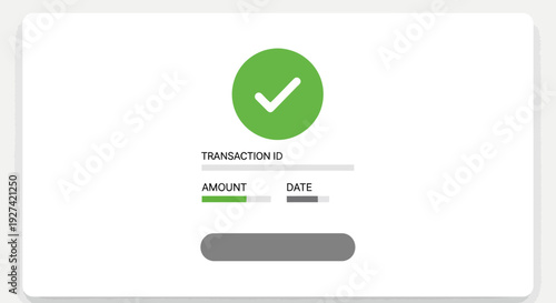 Green checkmark icon confirming transaction on modern digital interface