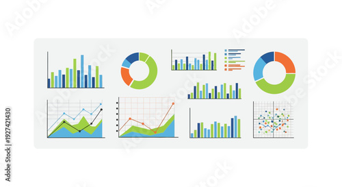 Data visualization collection charts and graphs for business and finance analysis