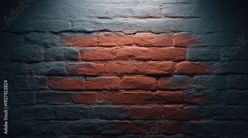 Textured Brick Wall with Warm Red Hue and Shadowy Light in Urban Setting Ideal for Background in Modern Design or Artistic Projects
