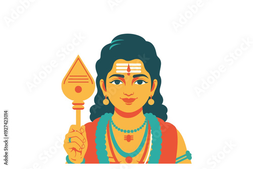 Hindu Lord Shiva Illustration with Trident and Peacock – Colorful Vector Art