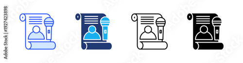 Journalist Multiple Style Icon Set Vector 