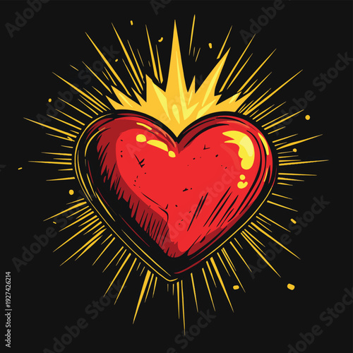 Red heart attack with yellow spark bolt icon vector design , vector style simple color