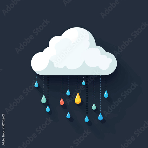 Cloud rain thuderstorm icon flat vector design , vector style simple color