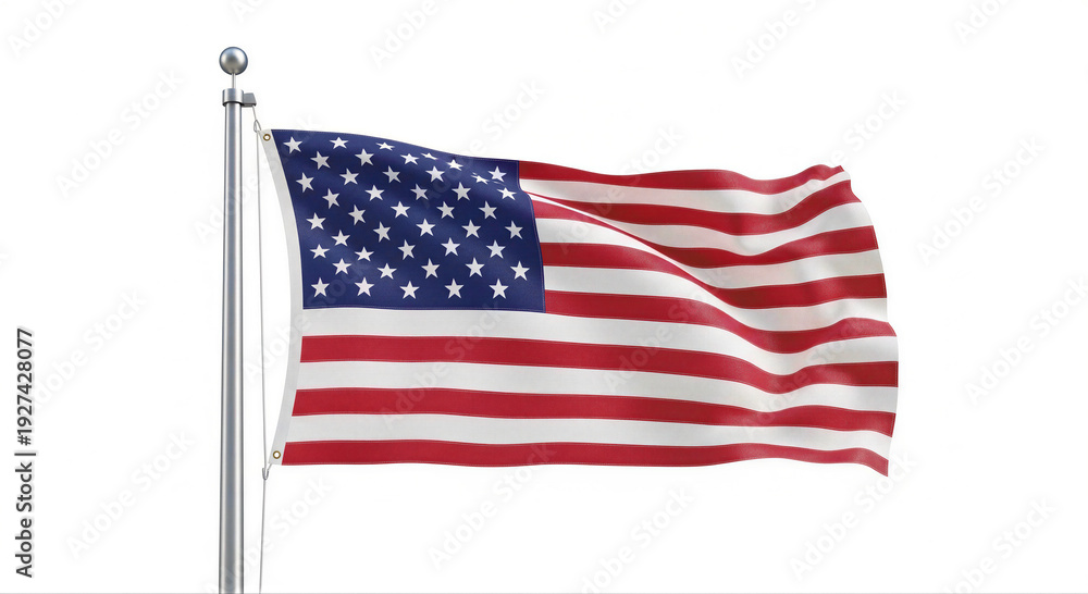 Fototapeta premium American flag waving on pole against clear sky