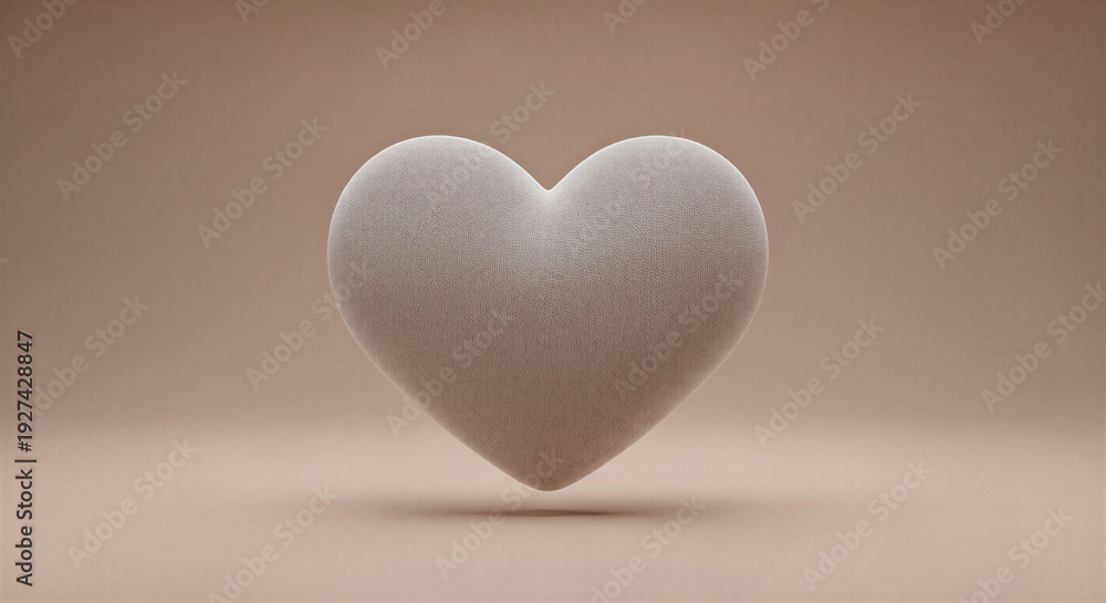 Fototapeta premium Soft gray heart sculpture on neutral background