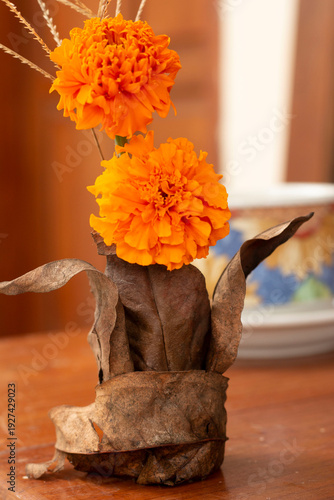 Close Up Marigold Floral Arrangement – Minimal Rustic Decoration