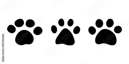 Set of hand drawn cute cat's paw Cat, dog, animal, pet, puppy, bear, wolf, tiger paw clipart in doodle style For print, web, design, decor, greeting cards, children's prints