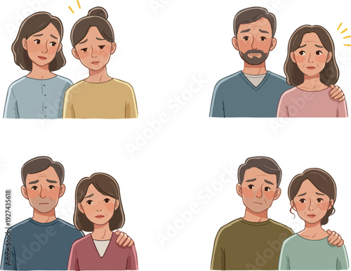 Pixel Art Couple Sad Concerned Supportive Holding Shoulders Soft Colors Isolated