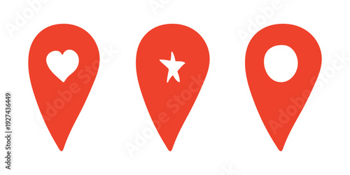 Set of hand drawn map pin Map marker pointer sign GPS and mapping tools Location pin symbol Pinpoint clipart in doodle style Single element for web, design