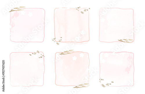 Cuadro en lienzo 桜の水彩風フレームセット　四角　春　和風