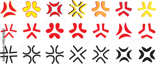 Angry comic symbol set colorful cartoon fury mark icons collection vector