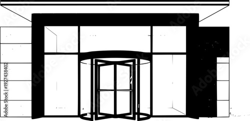 Modern revolving door design for contemporary building entrances, ideal for architectural presentations, security system concepts, and commercial property advertisements.