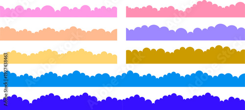 Colorful cloud border collection vector, simple flat scalloped edge design set