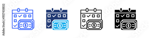 Payment Date Multiple Style Icon Set Vector 