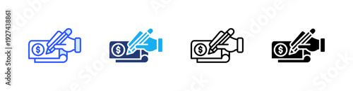 Cheque Multiple Style Icon Set Vector 