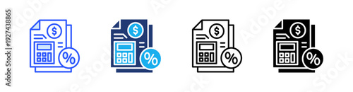Tax Multiple Style Icon Set Vector 
