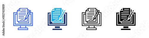 Digital Signature Multiple Style Icon Set Vector 