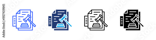 Legalization Multiple Style Icon Set Vector 