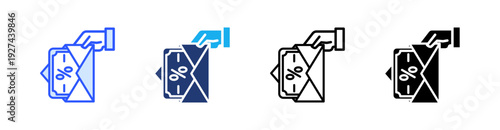 Commission Multiple Style Icon Set Vector 