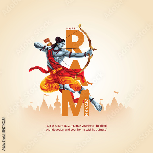Spring Hindu festival happy Shree Ram Navami wishes greeting. abstract Vector illustration design