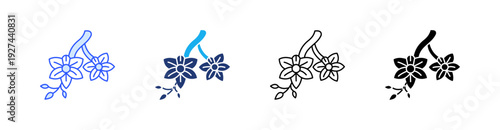 Orchid Multiple Style Icon Set Vector 