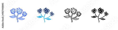 Tulips Multiple Style Icon Set Vector 