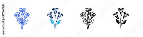 Lily Multiple Style Icon Set Vector 