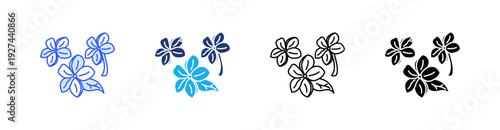 Frangipani Flower Multiple Style Icon Set Vector 