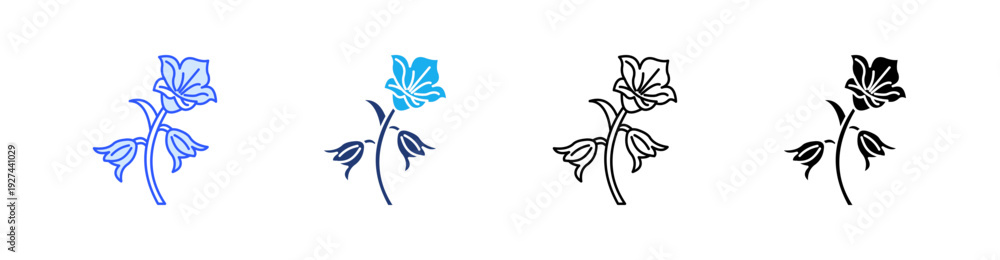 Fototapeta premium Bell Flower Multiple Style Icon Set Vector 