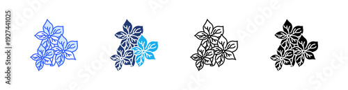 Ashoka Flower Multiple Style Icon Set Vector 