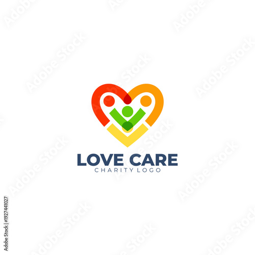 Abstract love care logo with colorful design, charity logo and health