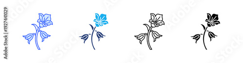 Bell Flower Multiple Style Icon Set Vector 