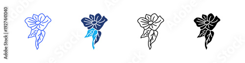 Begonia Multiple Style Icon Set Vector 