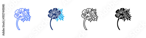 Buttercup Flower Multiple Style Icon Set Vector 