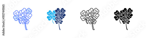 Clover Multiple Style Icon Set Vector 