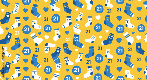 Seamless Socks Pattern World Down Syndrome Day Vector Background