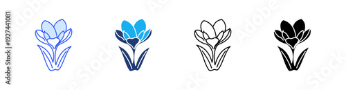Crocus Multiple Style Icon Set Vector 