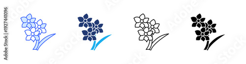 Freesia Multiple Style Icon Set Vector 