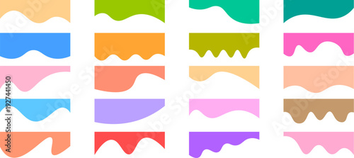 Pastel wave banner collection vector, abstract soft color flowing header shapes set