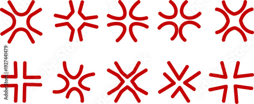 Red angry icon collection flat vector illustration