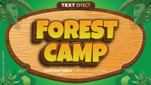 3d text effect forest camp theme