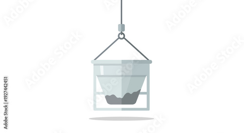 Construction Concrete Hoist Bucket with Material Flat Icon