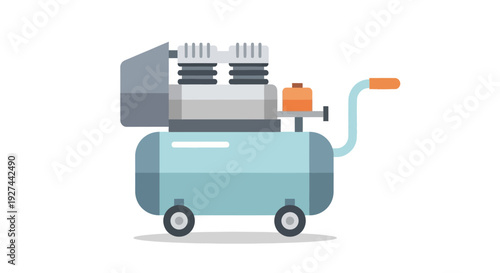 Flat Design Air Compressor Vector Illustration for Industrial, Workshop, and DIY Projects