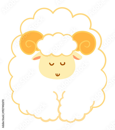 感謝や挨拶に使えるお辞儀した羊のイラスト。ポップでシンプルな動物キャラクター。白背景・主線あり。
