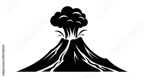 Erupting Volcano Mountain Landscape.