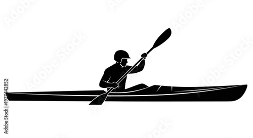 Person Paddling a Kayak Boat.